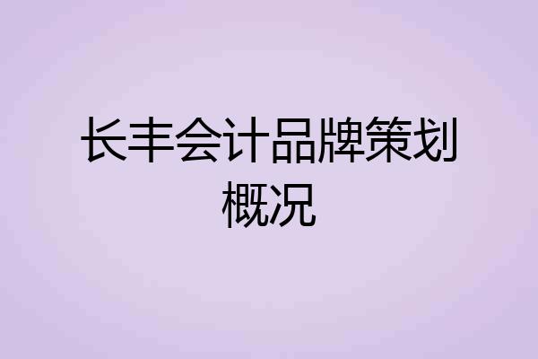长丰会计品牌策划概况