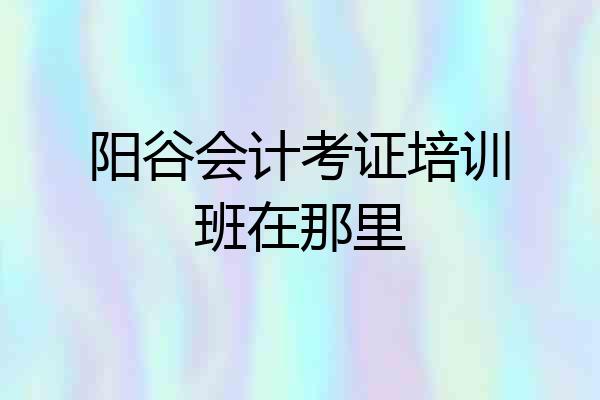 阳谷会计考证培训班在那里