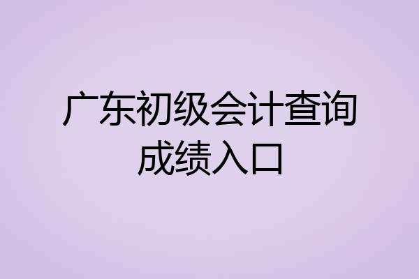 广东初级会计查询成绩入口