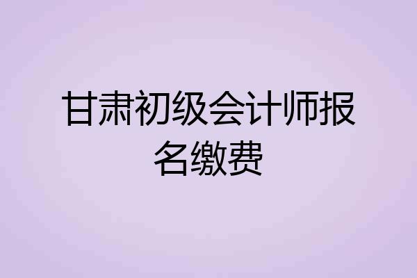 甘肃初级会计师报名缴费