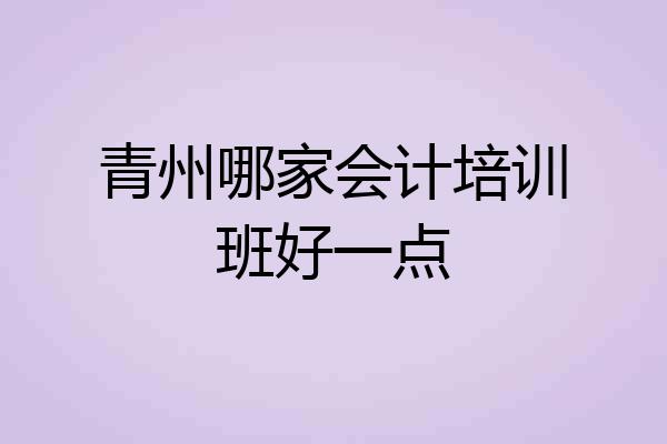 青州哪家会计培训班好一点