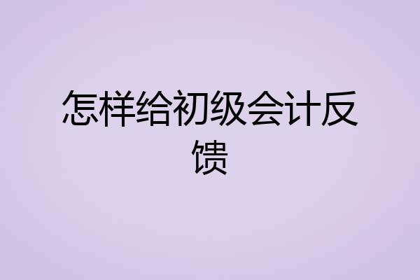 怎样给初级会计反馈