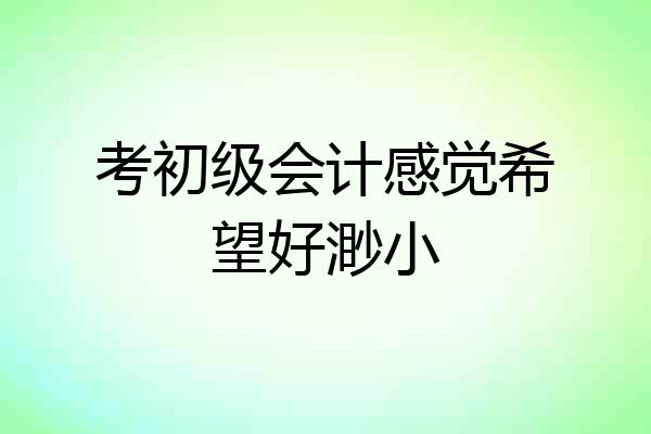 考初级会计感觉希望好渺小