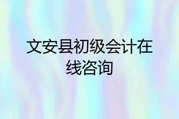 文安县初级会计在线咨询