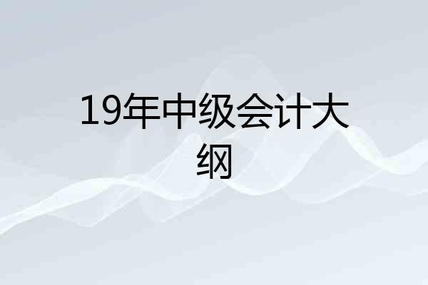 19年中级会计大纲