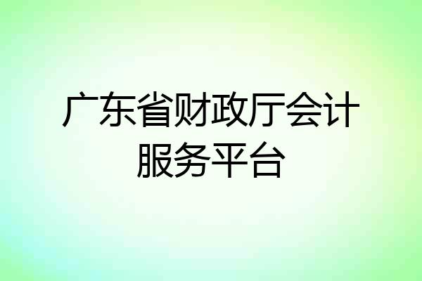 广东省财政厅会计服务平台