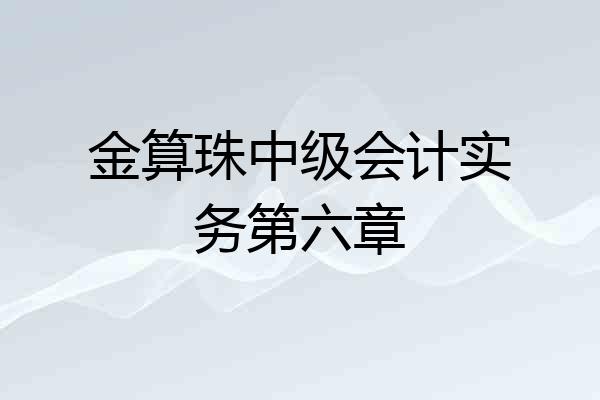 金算珠中级会计实务第六章