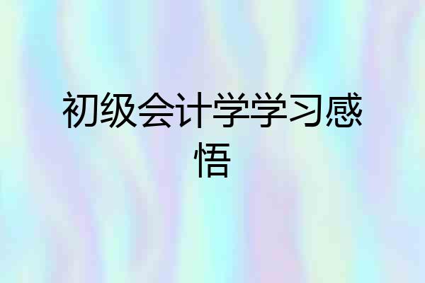 初级会计学学习感悟