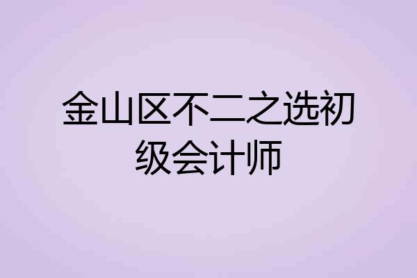 金山区不二之选初级会计师