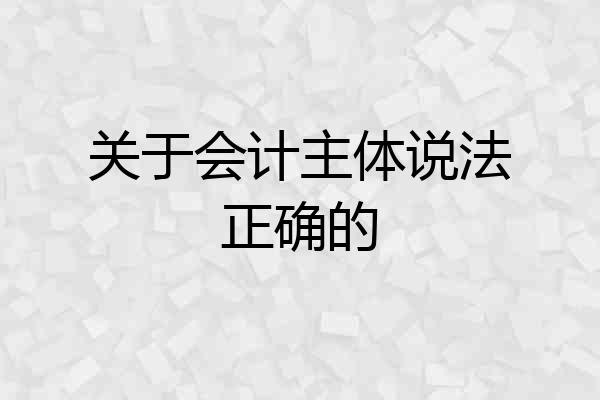 关于会计主体说法正确的