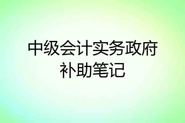 中级会计实务政府补助笔记