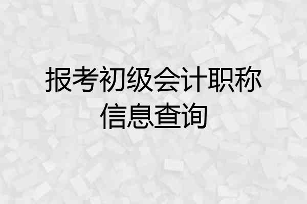 报考初级会计职称信息查询