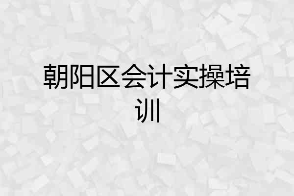 朝阳区会计实操培训