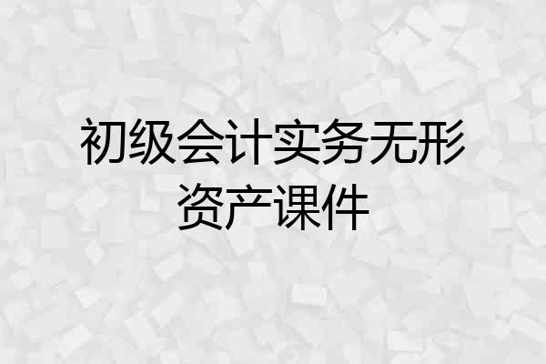 初级会计实务无形资产课件
