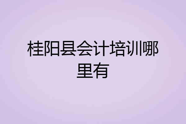 桂阳县会计培训哪里有