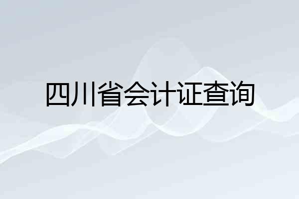 四川省会计证查询