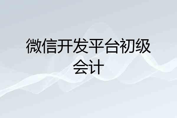 微信开发平台初级会计