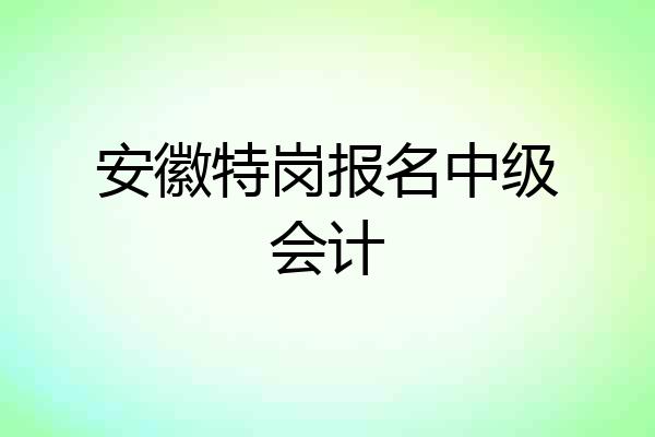 安徽特岗报名中级会计