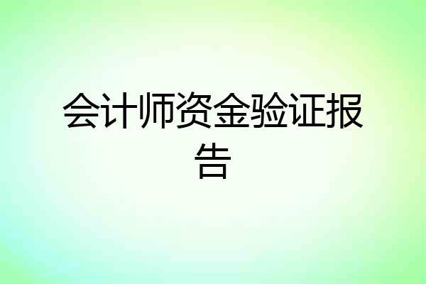 会计师资金验证报告