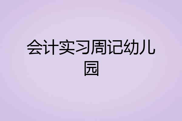 会计实习周记幼儿园