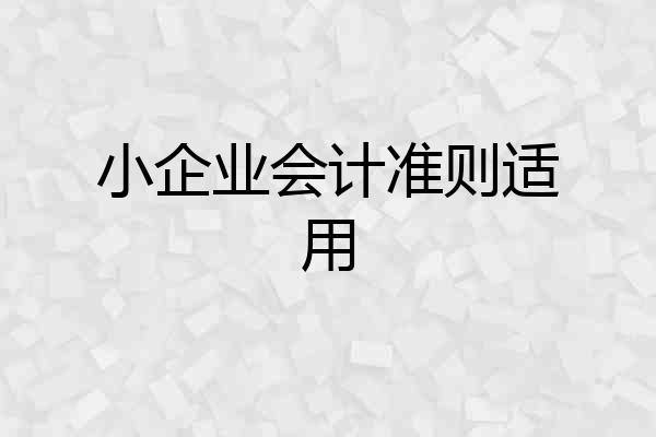 小企业会计准则适用