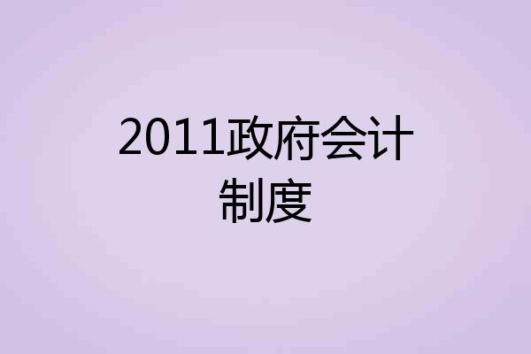 2011政府会计制度