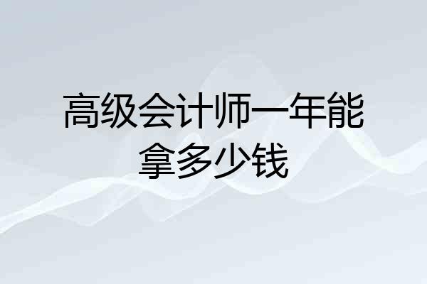 高级会计师一年能拿多少钱