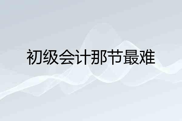 初级会计那节最难