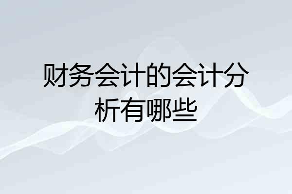 财务会计的会计分析有哪些