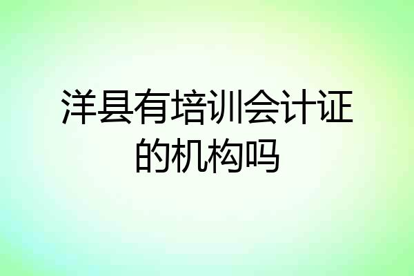 洋县有培训会计证的机构吗