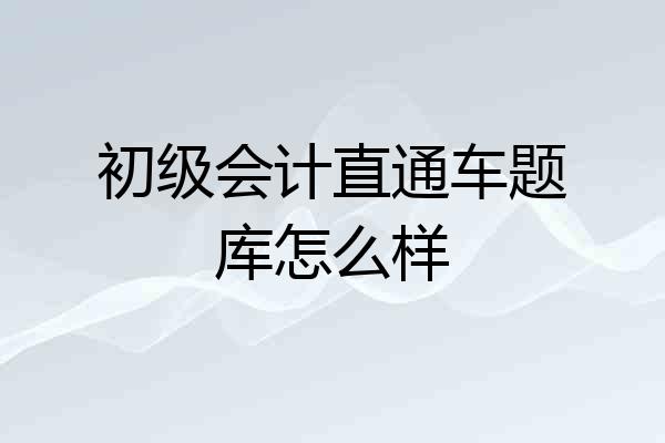 初级会计直通车题库怎么样