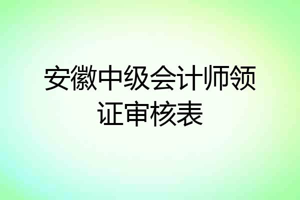 安徽中级会计师领证审核表