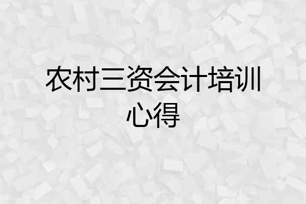 农村三资会计培训心得