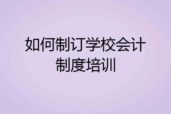 如何制订学校会计制度培训