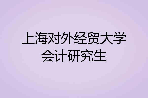 上海对外经贸大学会计研究生
