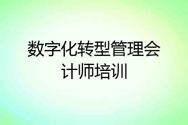 数字化转型管理会计师培训