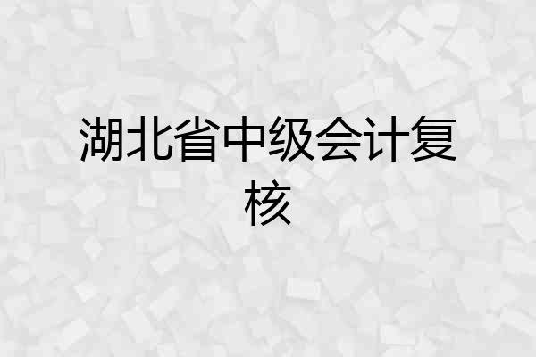 湖北省中级会计复核