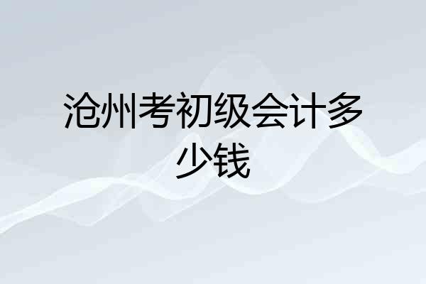 沧州考初级会计多少钱