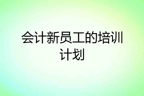 会计新员工的培训计划