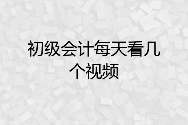 初级会计每天看几个视频
