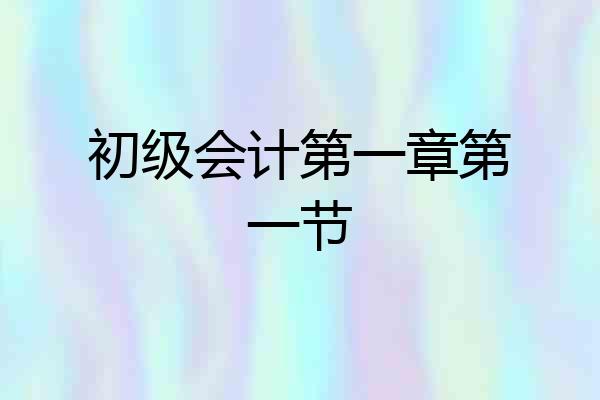 初级会计第一章第一节