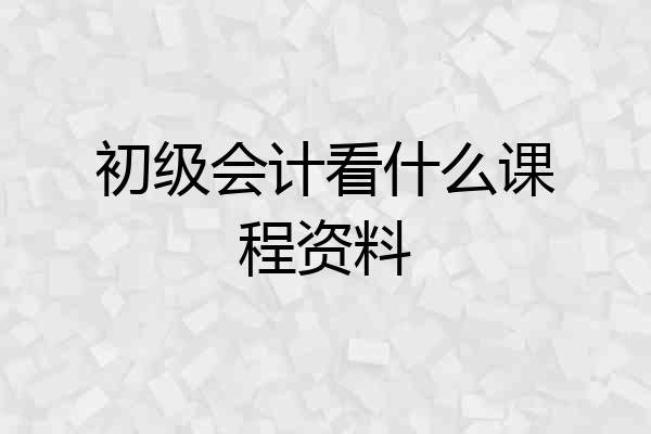 初级会计看什么课程资料