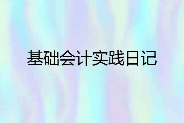 基础会计实践日记