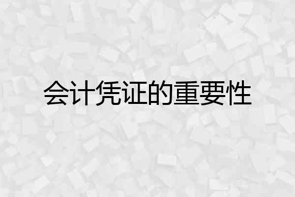 会计凭证的重要性