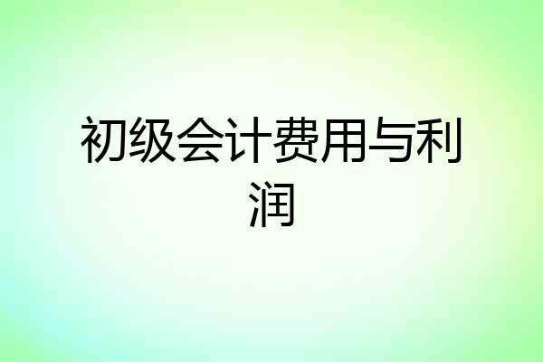 初级会计费用与利润