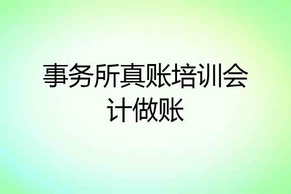 事务所真账培训会计做账