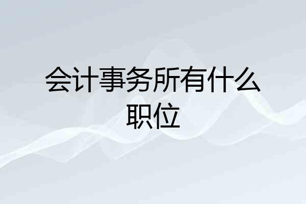 会计事务所有什么职位
