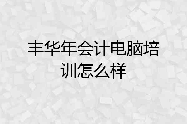 丰华年会计电脑培训怎么样