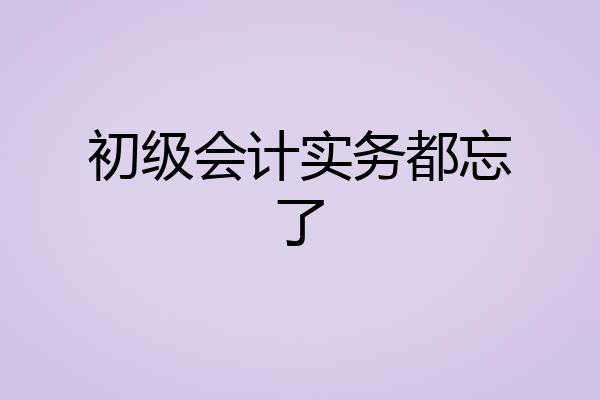 初级会计实务都忘了