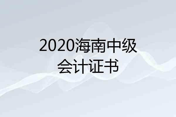 2020海南中级会计证书
